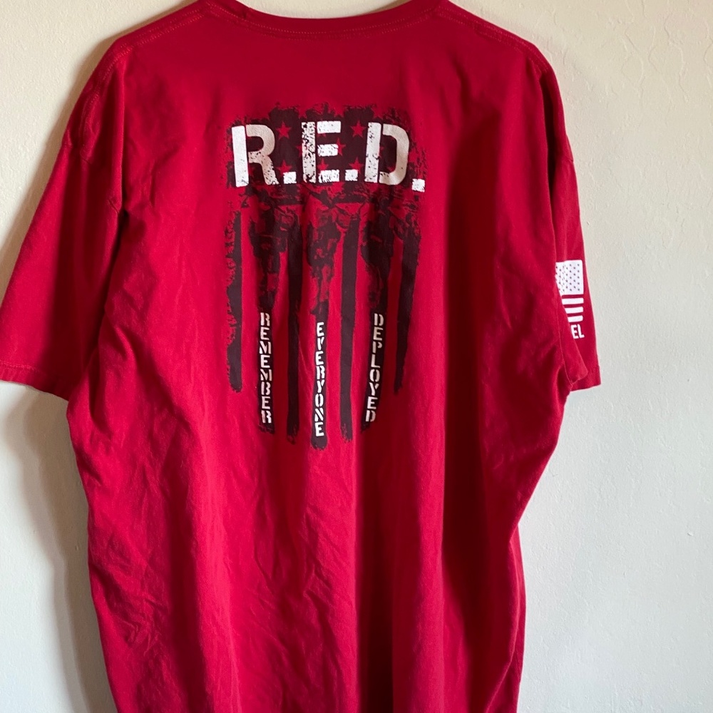 Nine Line T-Shirt Red XXL Cotton RED Remember Everyone Deployed
